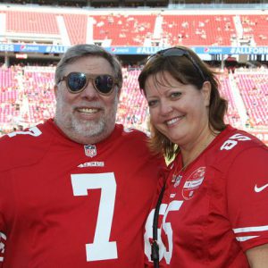 Woz and wife Janet. Woz is sporting some Cardinal sunglasses made of wood he received as a gift in Querétaro, México.